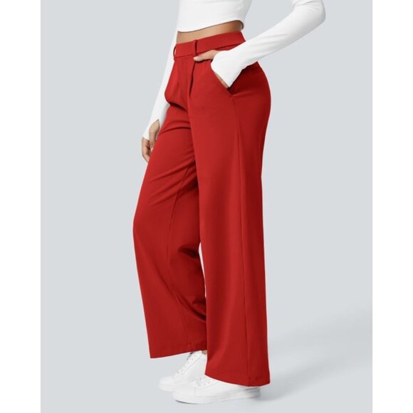 Halara High Waisted Plicated Side Pocket Straight Leg Work Pants Sz Medium Petit - Picture 1 of 12